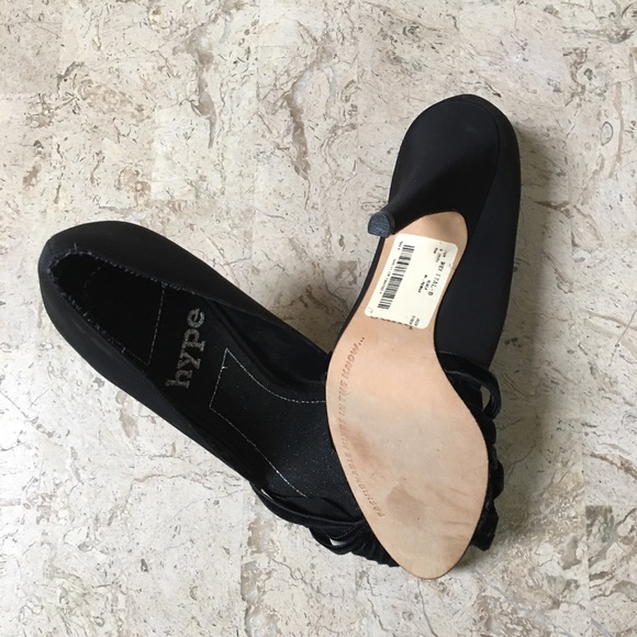 Elegant Evening Black Dress Pump Open Toe High Heel by Hype Size 6.5 - Picture 6 of 13